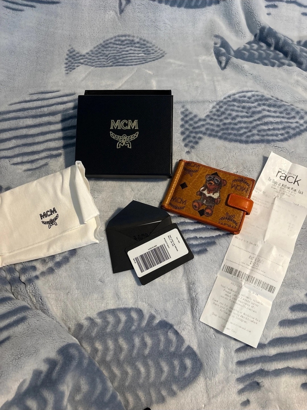 MCM Brown Leather Bifold Wallet with Icon Print